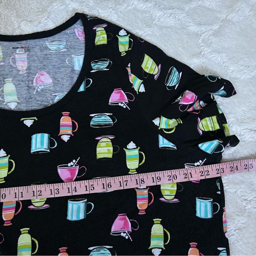 Avenue Body - Black Coffee Lovers Cotton Blend Nightgown Lounge Dress - 22/24 - Picture 2 of 9
